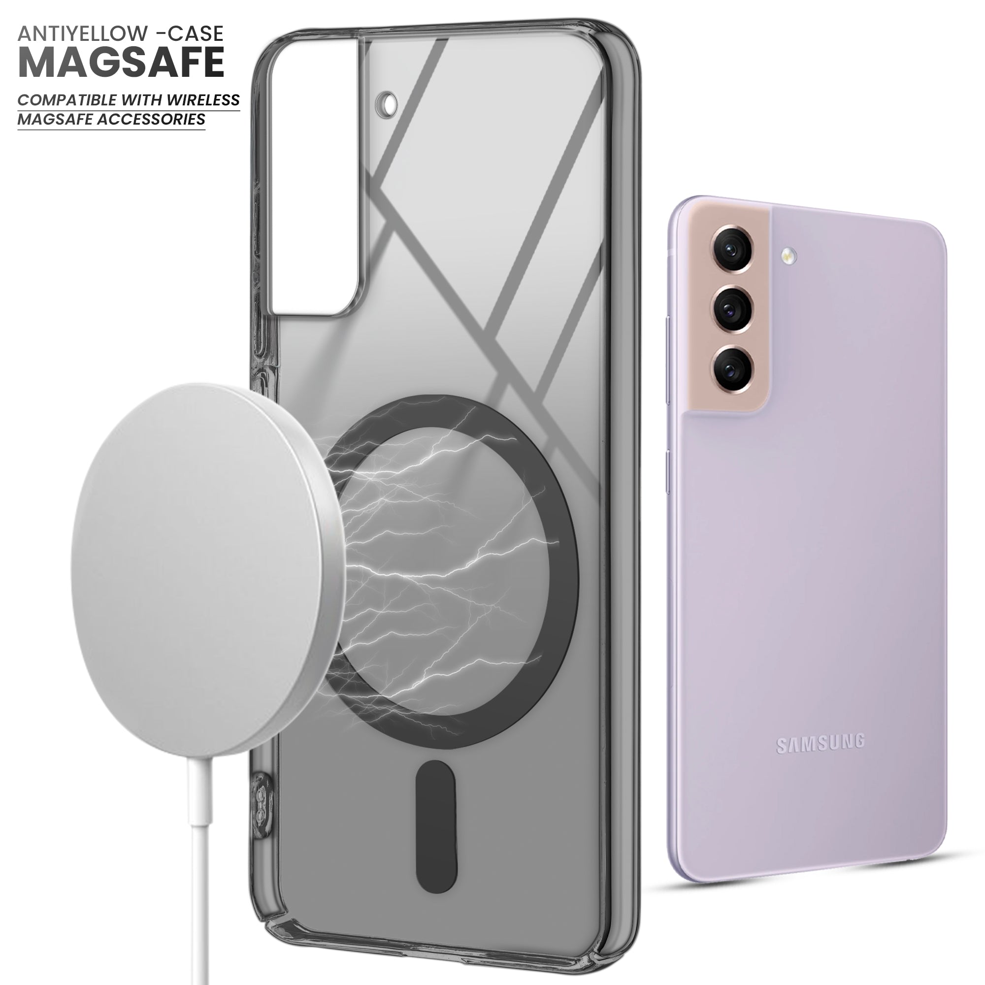 Colored Transparent Anti-Yellowing Magsafe Case For Samsung S22 5G