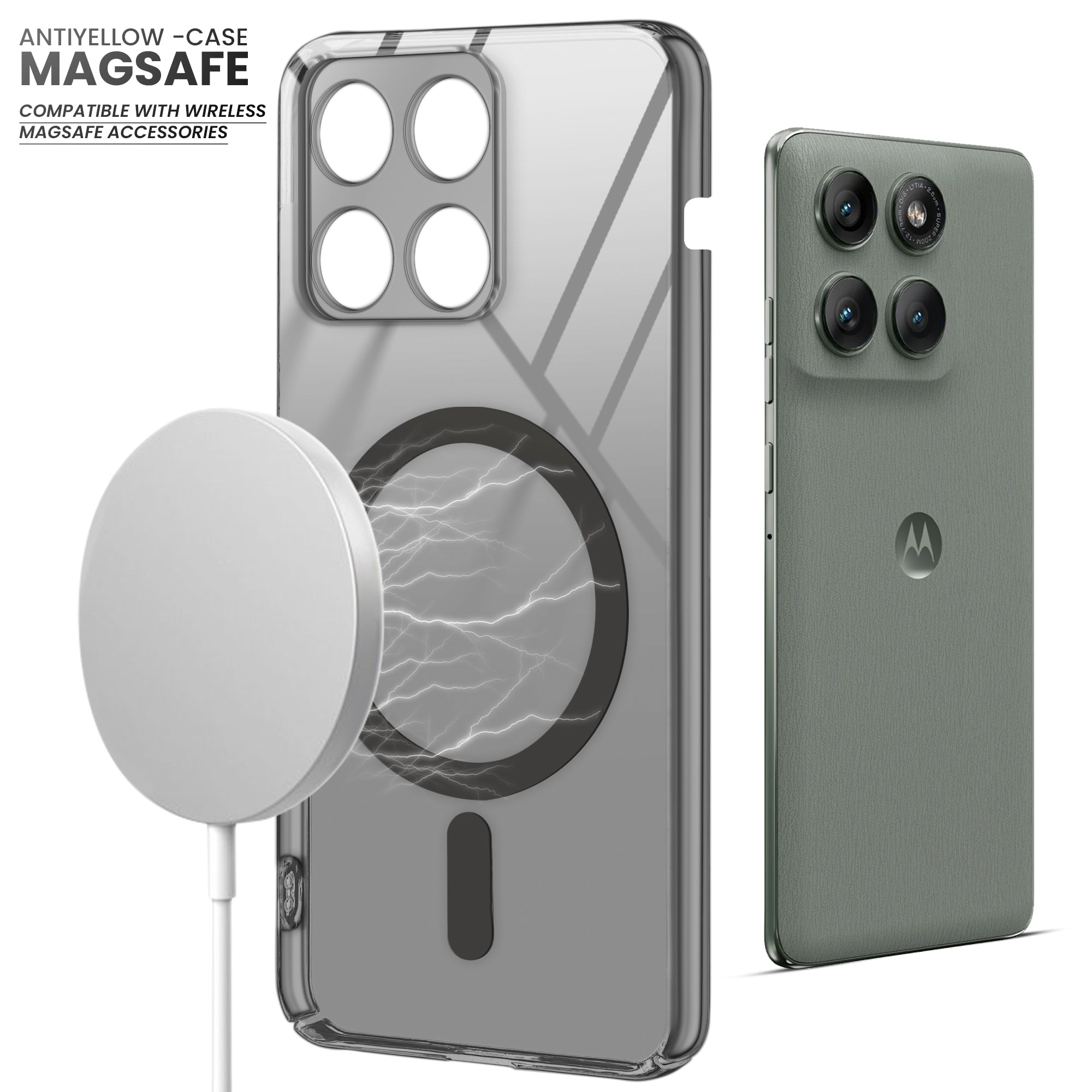 Crystal Clear Hard Back Anti-Yellowing with MagSafe Compatibility Phone Case For Motorola Moto Edge 60 Pro 5G