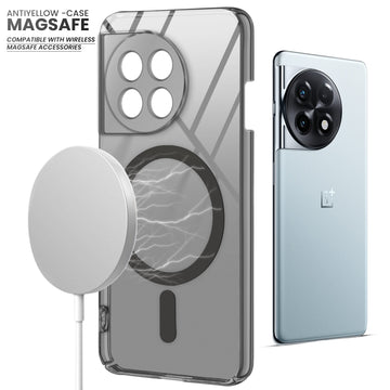 Colored Transparent Anti-Yellowing Magnetic Accessory Support Case For OnePlus 11 5G
