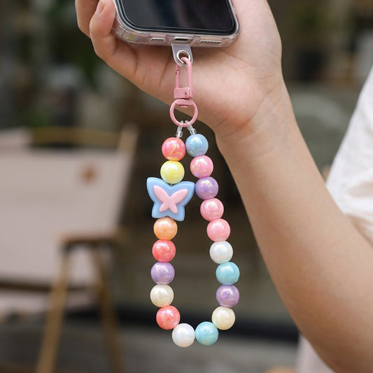 Pastel Butterfly Beaded Phone Charm