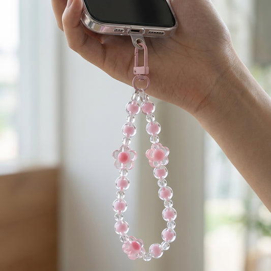 Pastel Flower Bloom Beaded Phone Strap Charm