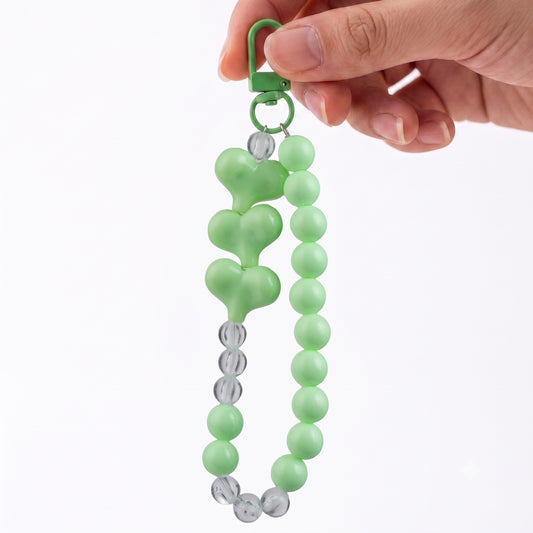Multi Heart Beaded Phone Charm with Wrist Strap for Smartphones