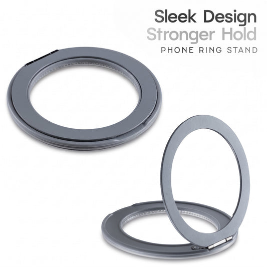 Adhesive Phone Ring Stand with Peel & Stick Design, 360° Rotation & 180° Folding