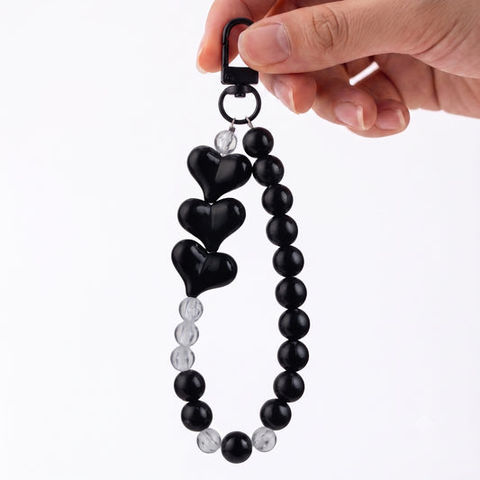 Multi Heart Beaded Phone Charm with Wrist Strap for Smartphones