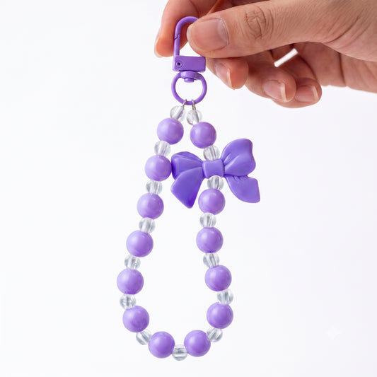 Pearl & Bow Elegant Beaded Phone Charm Wrist Strap