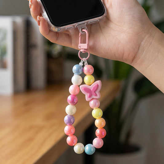 Pastel Butterfly Beaded Phone Charm