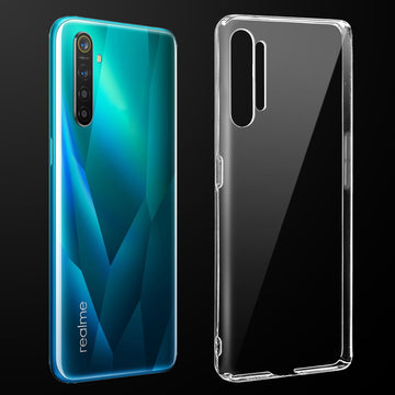 Transparent anti-yellow hard back case fitted on Realme XT showing full back coverage and camera protection