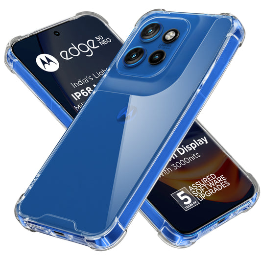 Transparent Shockproof Phone Back Cover Case With Raised Edges For Motorola Moto Edge 50 Neo 5G