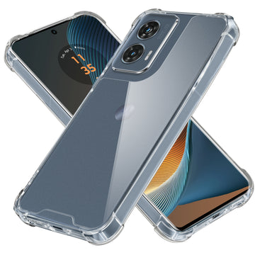 Transparent Shockproof Phone Back Cover Case With Raised Edges For Motorola Moto G96 5G