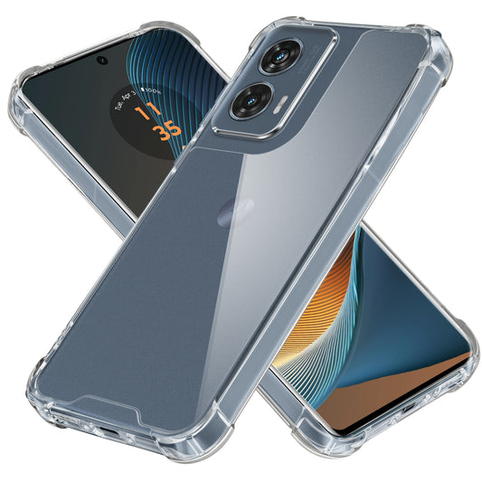 Transparent Shockproof Phone Back Cover Case With Raised Edges For Motorola Moto G96 5G