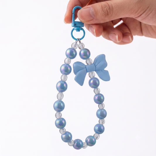 Pearl & Bow Elegant Beaded Phone Charm Wrist Strap