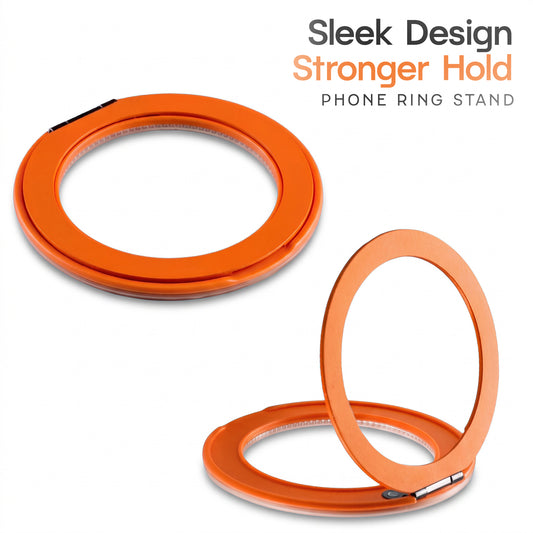Adhesive Phone Ring Stand with Peel & Stick Design, 360° Rotation & 180° Folding