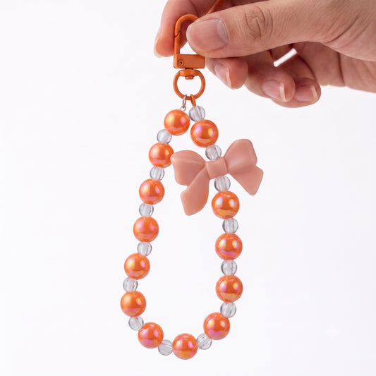 Pearl & Bow Elegant Beaded Phone Charm Wrist Strap