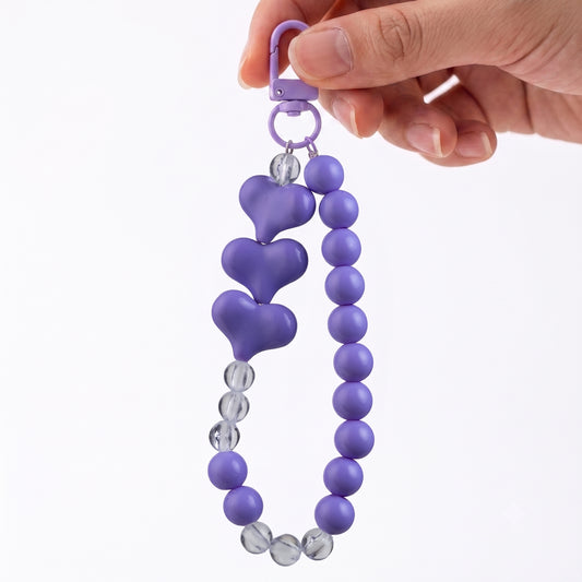 Multi Heart Beaded Phone Charm with Wrist Strap for Smartphones