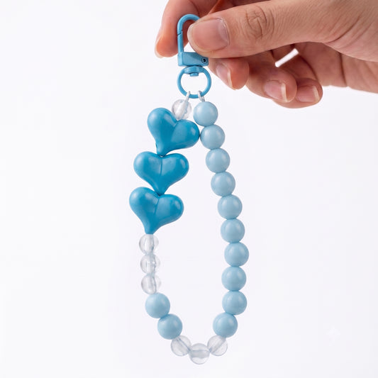 Multi Heart Beaded Phone Charm with Wrist Strap for Smartphones