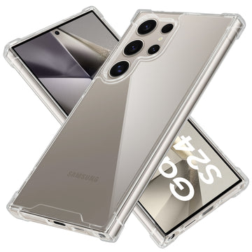 Transparent Shockproof Phone Back Cover Case With Raised Edges For Samsung S24 Ultra 5G