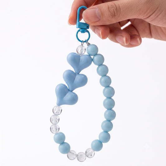 Multi Heart Beaded Phone Charm with Wrist Strap for Smartphones