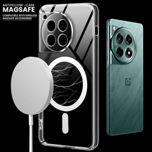 Crystal Clear Hard Back Anti-Yellowing with MagSafe Compatibility Phone Case For OnePlus 12R 5G