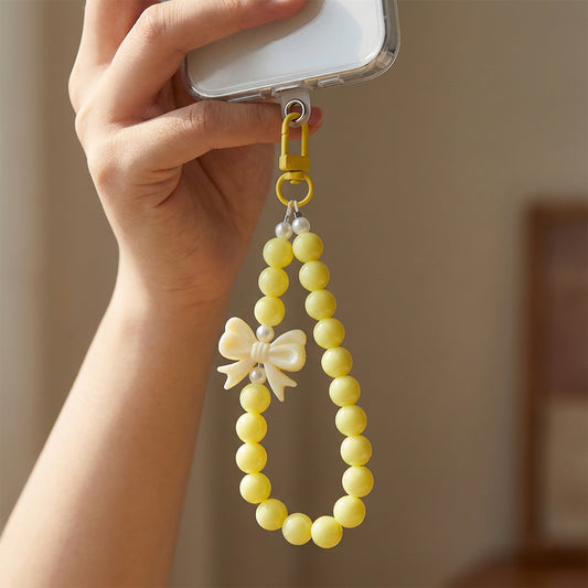 Elegant Big Pearl With Bow Wrist Phone Lanyard