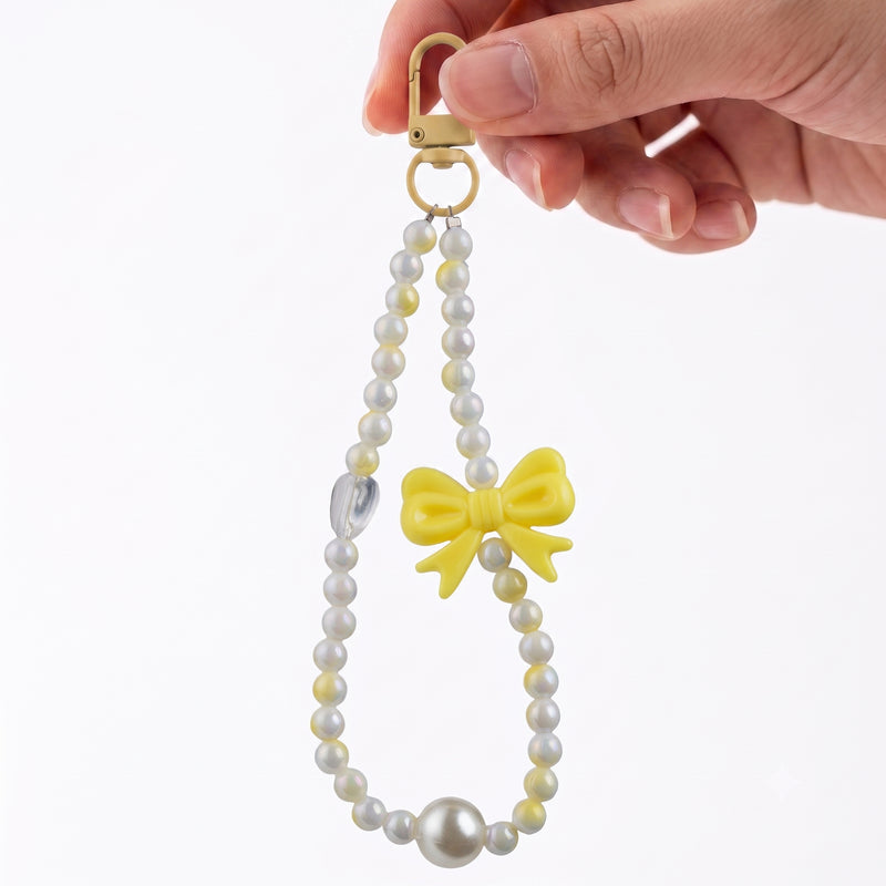 Bow & Pearl Beaded Hand Strap for Mobile Phone, Keys & Bags