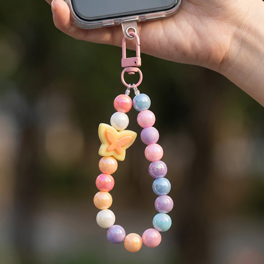 Pastel Butterfly Beaded Phone Charm