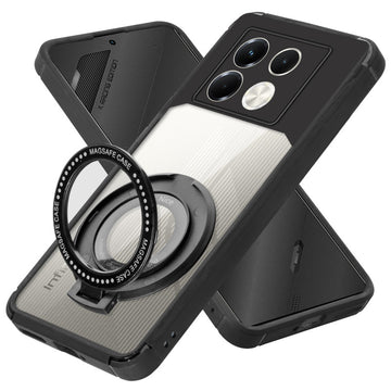 Silicone Frame Transparent Hard Back Ring Stand Case for Infinix Note 40