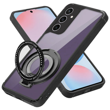 Silicone Frame Transparent Hard Back Ring Stand Case for Samsung S24 FE 5G