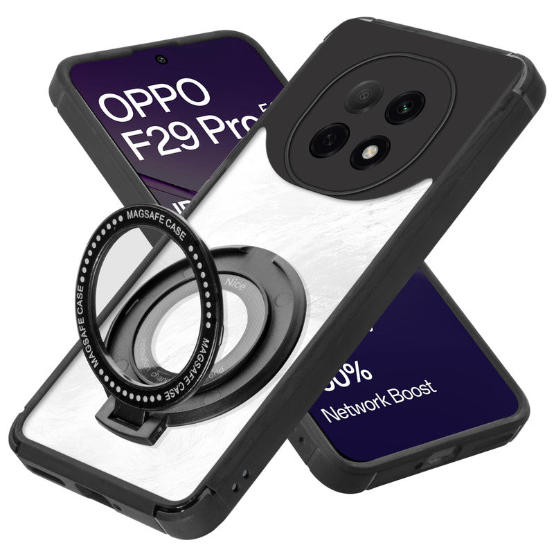 Silicone Grip Clear Case Ring Holder Kickstand For Oppo F29 Pro 5G
