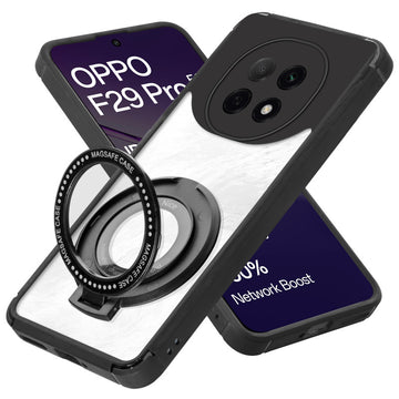 Silicone Grip Clear Case Ring Holder Kickstand For Oppo F29 Pro 5G