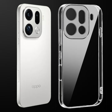 Transparent anti-yellow hard back case fitted on Oppo Find X9 Pro 5G showing full back coverage and camera protection