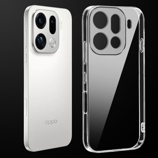 Transparent anti-yellow hard back case fitted on Oppo Find X9 Pro 5G showing full back coverage and camera protection