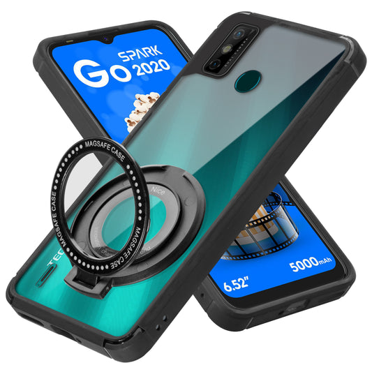 Silicone Grip Clear Case Ring Holder Kickstand For Tecno Spark Go 2020