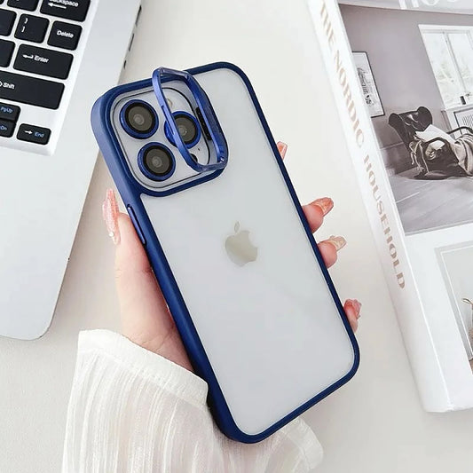 Transparent case with camera ring stand lens protector Back cover for Apple iPhone 15 Pro