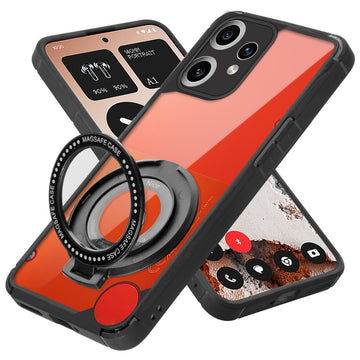 Silicone Frame Transparent Hard Back Ring Stand Case for CMF Nothing Phone 2 Pro