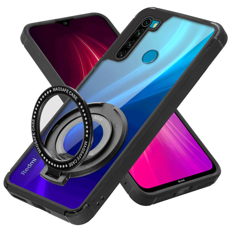 Silicone Grip Clear Case Ring Holder Kickstand For Redmi Note 8