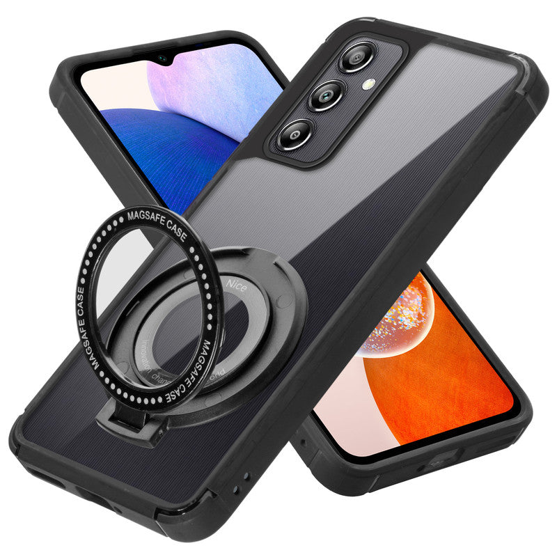 Silicone Grip Clear Case Ring Holder Kickstand For Samsung A14 5G