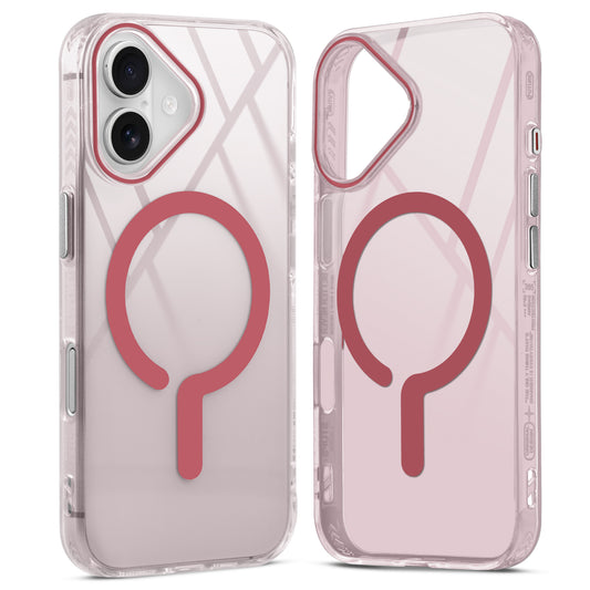360° Airbag Protection Jelly Transparent MagSafe Compatible Back Case For Apple iPhone 16 Plus with Metal Finish Buttons