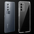 Transparent anti-yellow hard back case fitted on iQOO 9 SE 5G showing full back coverage and camera protection