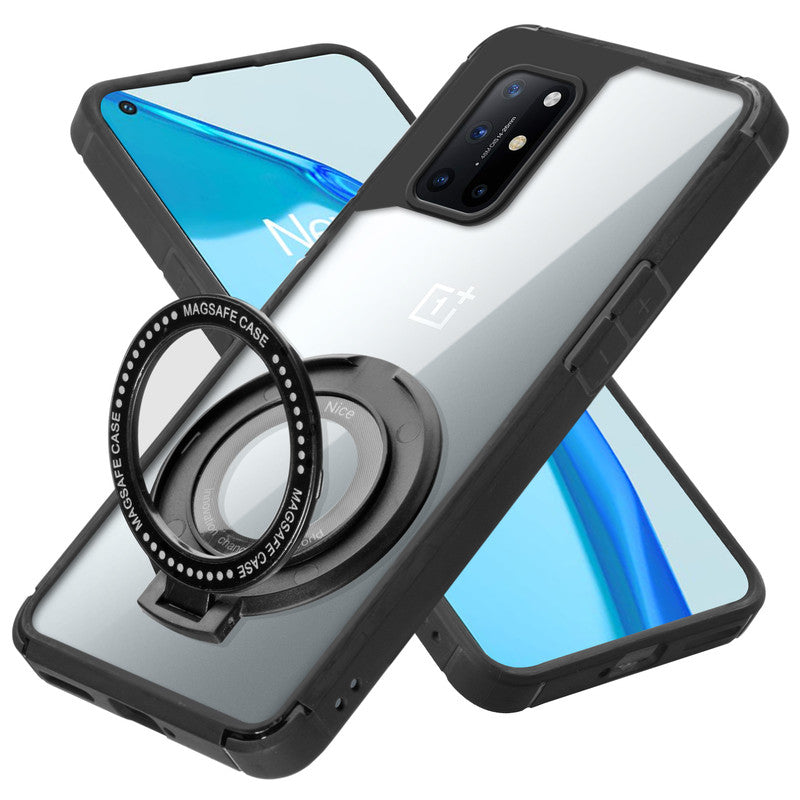 Silicone Grip Clear Case Ring Holder Kickstand For OnePlus 9R