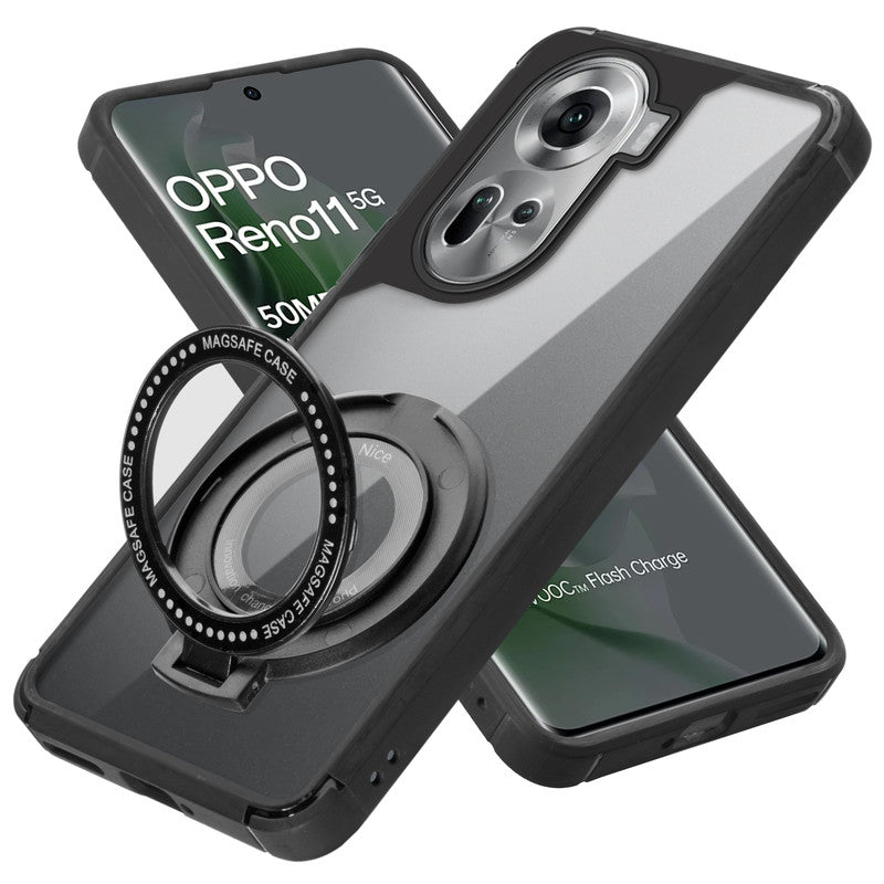 Silicone Grip Clear Case Ring Holder Kickstand For Oppo Reno 11 5G