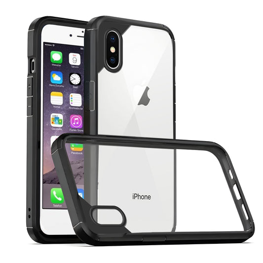 Silicone Frame Transparent Hard Back Cover for Apple iPhone X
