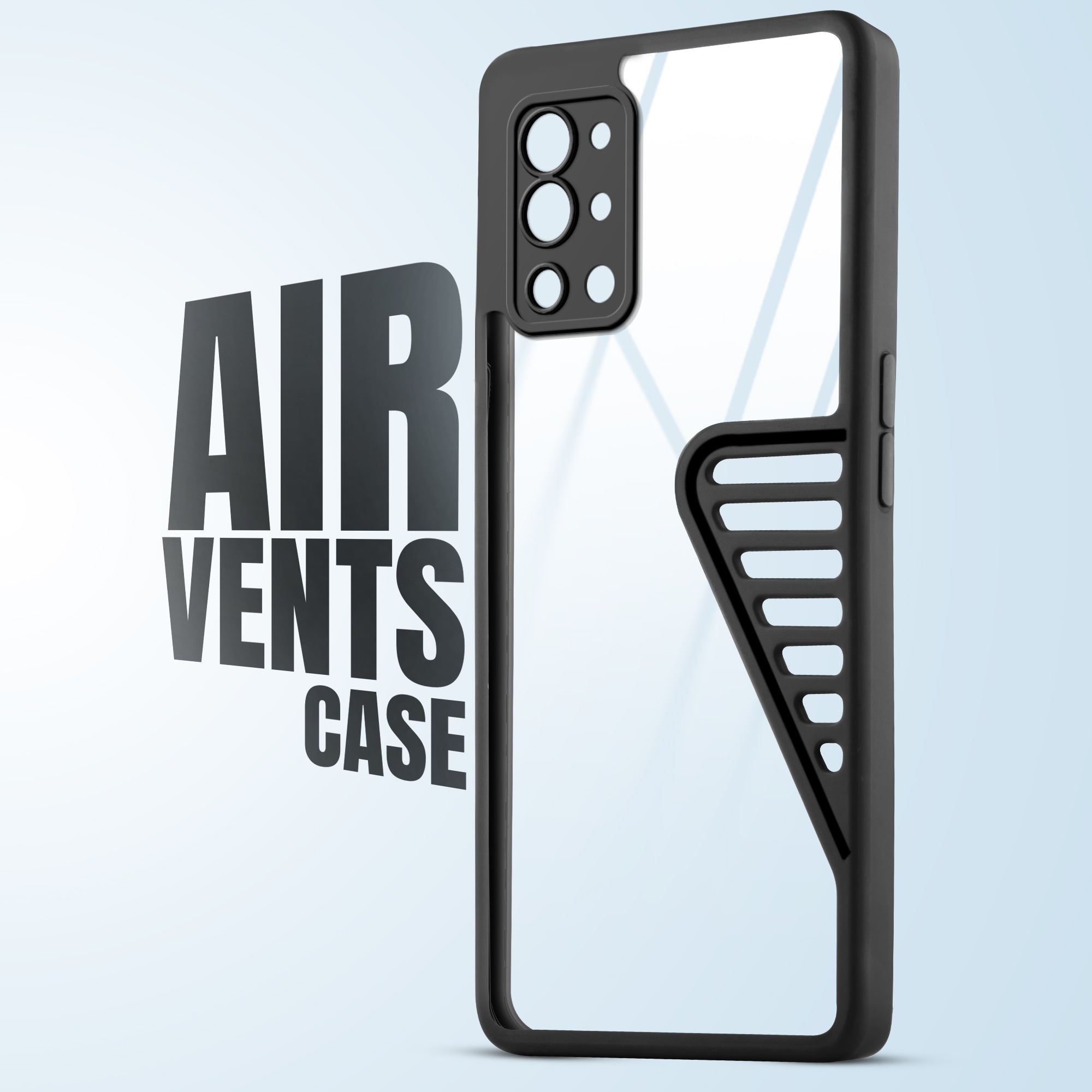 Silicone Border Transparent Cover with Heat Dissipation Holes Drop-Proof Back Cover for OnePlus 9R