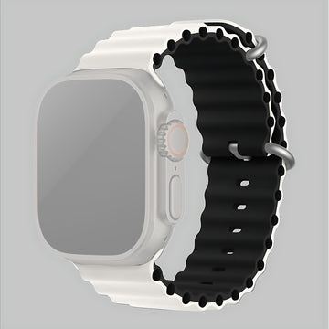 Silicone Ocean Loop Strap for - Apple Watch 49mm - White & Black