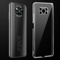 Transparent anti-yellow hard back case fitted on Poco X3 4G showing full back coverage and camera protection
