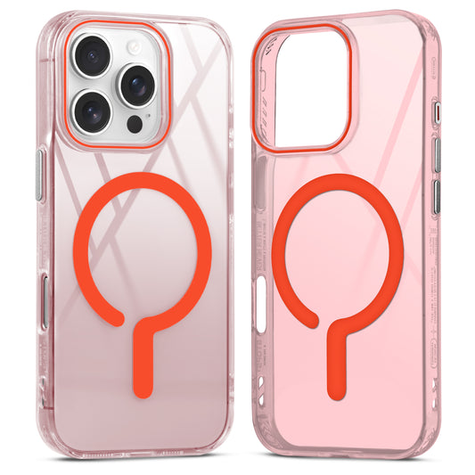 360° Airbag Protection Jelly Transparent MagSafe Compatible Back Case For Apple iPhone 16 Pro with Metal Finish Buttons