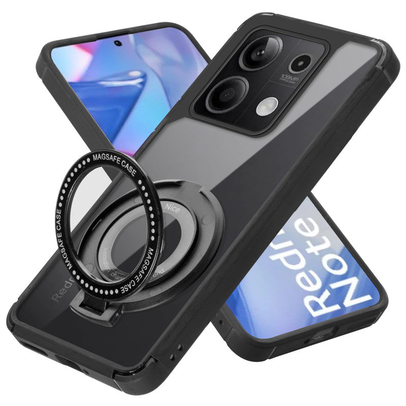 Silicone Grip Clear Case Ring Holder Kickstand For Redmi Note 13 5G