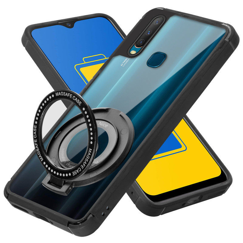 Silicone Grip Clear Case Ring Holder Kickstand For Vivo Y15