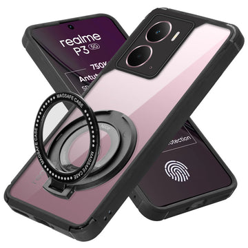 Silicone Grip Clear Case Ring Holder Kickstand For Realme P3 5G