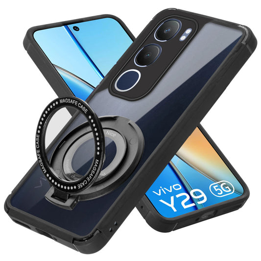 Silicone Grip Clear Case Ring Holder Kickstand For Vivo Y29 5G