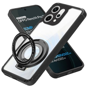 Silicone Grip Clear Case Ring Holder Kickstand For Oppo Reno 14 Pro 5G